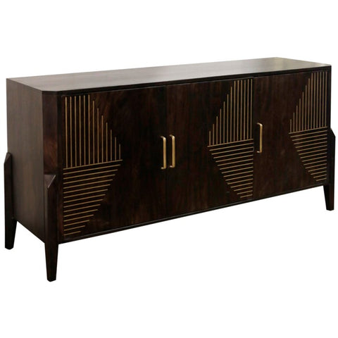 3 Door Sideboard with Brass Channel Inlay Finished Inter