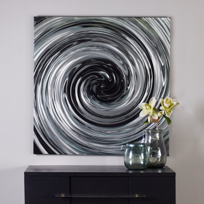 Brushed Aluminum Abstract Panel | 39in w X 39in ht X 1in d