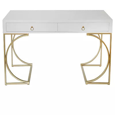 White and Gold Metal Desk
