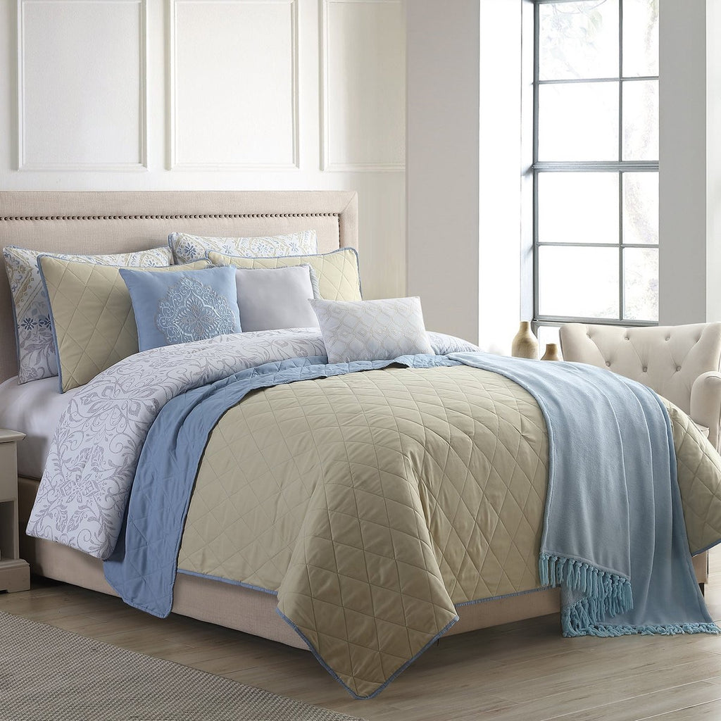 Piece Queen 10 Size Comforter And Coverlet Set , Multicolor